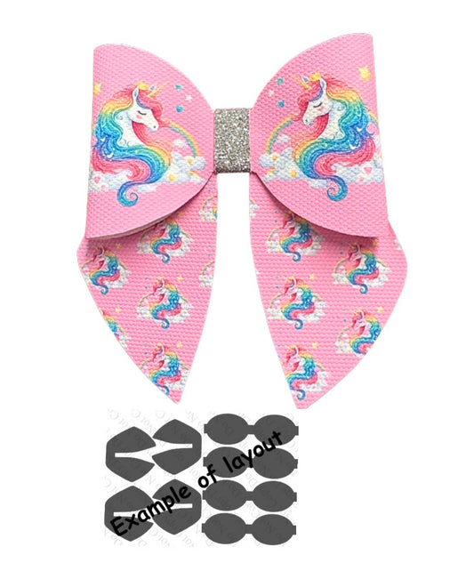 4 x printed in house Leatherette bow loops and sailor tails 3.5” Unicorns