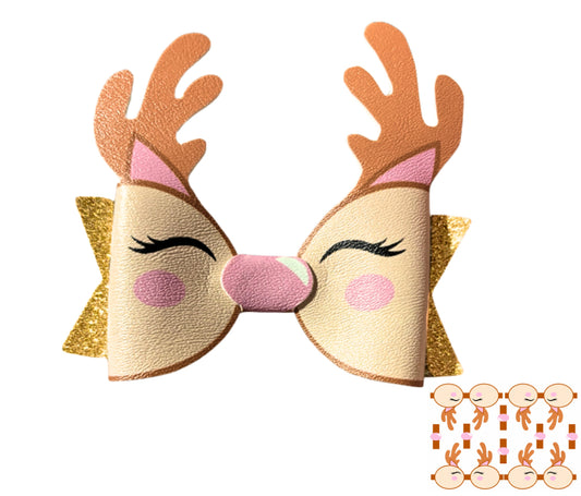 Cute Reindeer 3D christmas themed printed canvas bow loops x 4