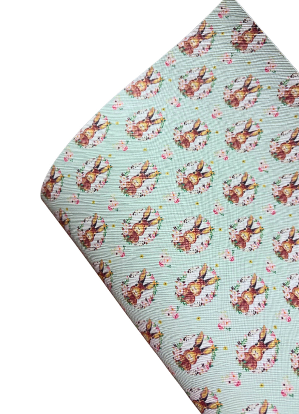 Bunny loves me  leatherette fabric A4 mint