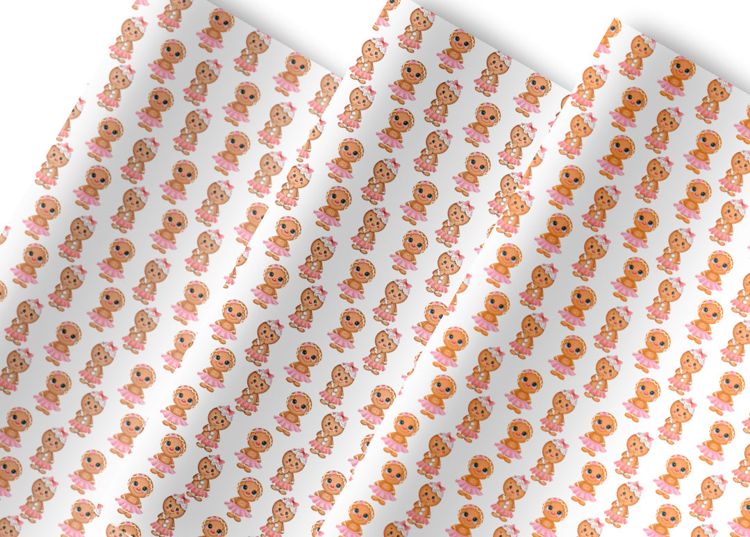 Christmas Gingerbread Girls Fabric A4