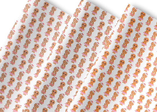 Christmas Gingerbread Girls Fabric A4