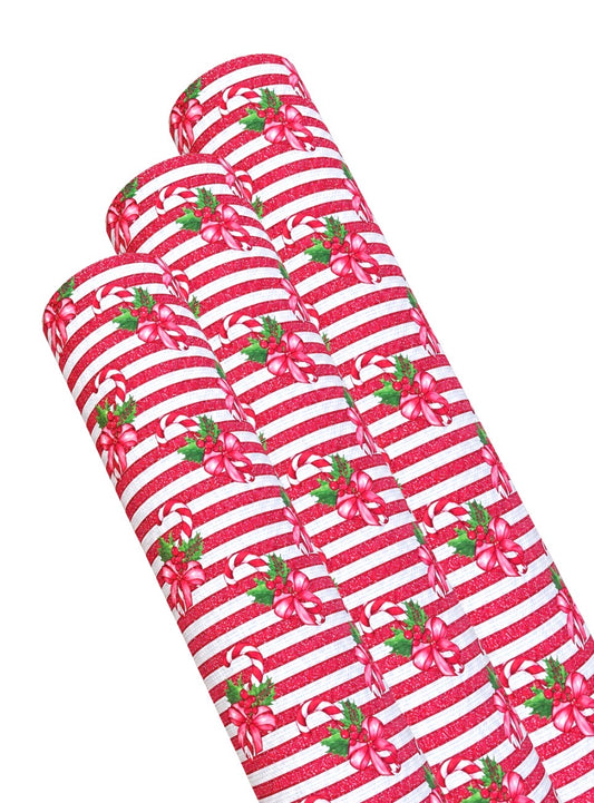 Candy Cane Stripe Christmas leatherette/Canvas A4