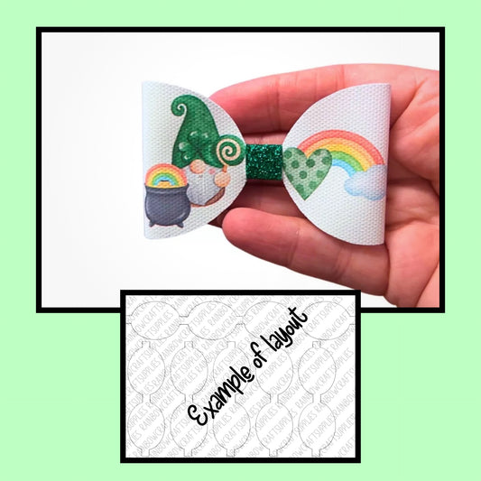 St patricks Day Gonk   themed pre printed canvas bow loops x 7 (3.5”)