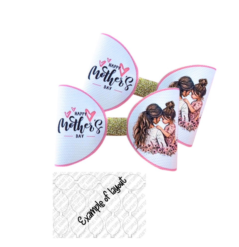 7 x Mother’s Day printed leatherette hair bow loops 3.5”