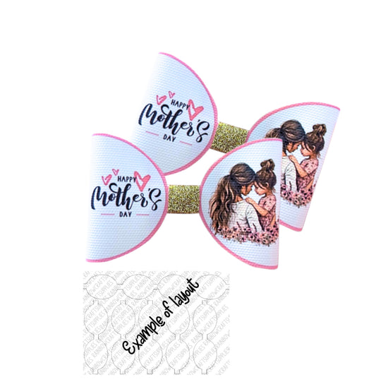 7 x Mother’s Day printed leatherette hair bow loops 3.5”