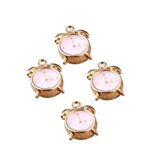 Pink mini clock charms