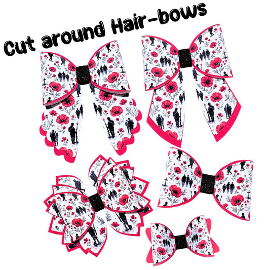 Remembrance Day Cut around hair bow making sets 3.5”(choice of bow shape)
