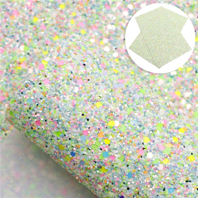 Neon mixed chunky glitter fabric A4