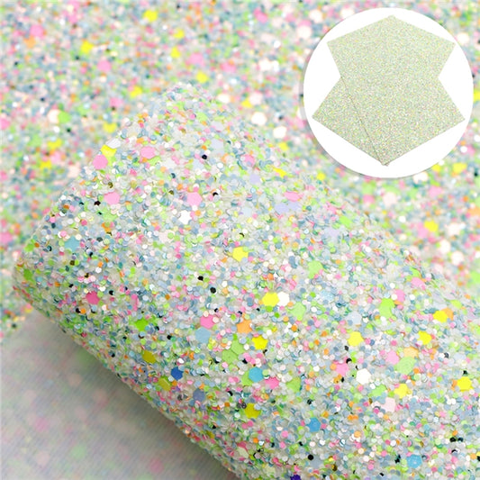 Neon mixed chunky glitter fabric A4