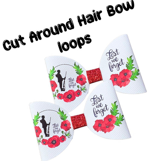 7 Remembrance  Day Cut around hair bow loops leatherette or Canvas