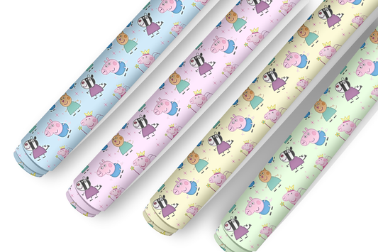 4 x Pig world  printed  canvas  fabric A4