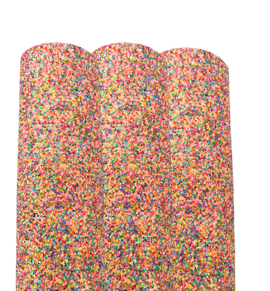 Rainbow confetti  chunky glitter fabric A4