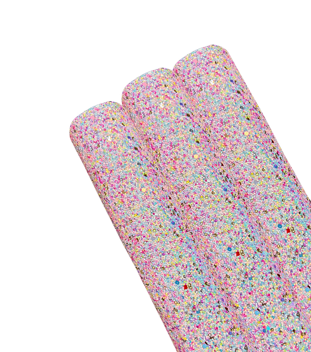 Rainbow sprinkles premium chunky glitter fabric A4