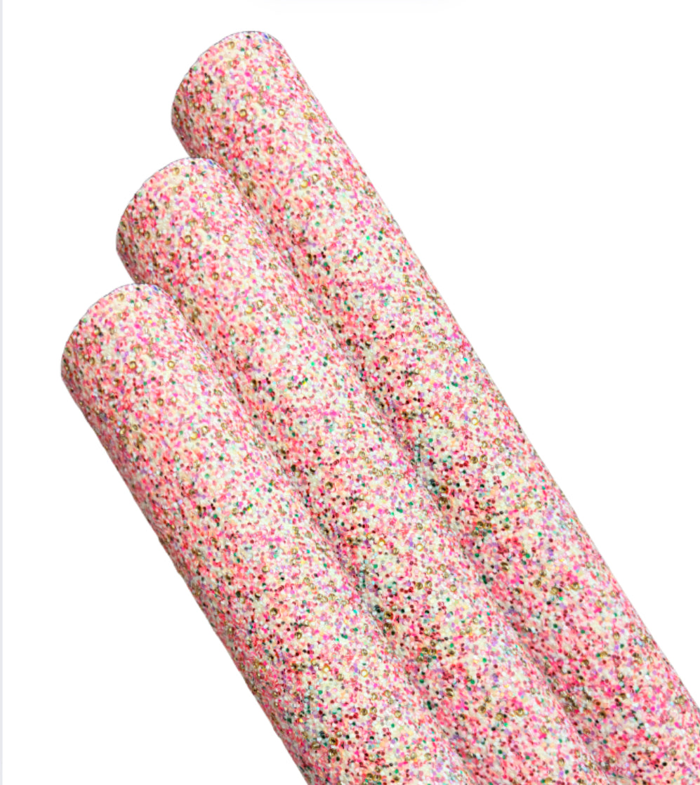 Cotton Candy chunky glitter fabric A4