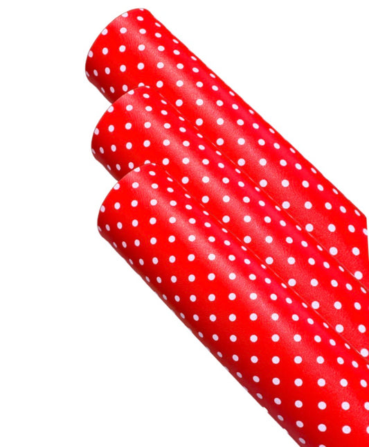 Red polka dot  premium leatherette fabric A4