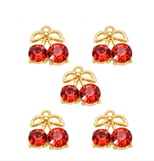 Red Cherry fruit rhinstone charms