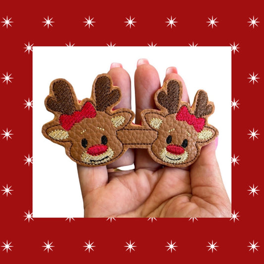 Ruldolf reindeer  embroidered bow tails