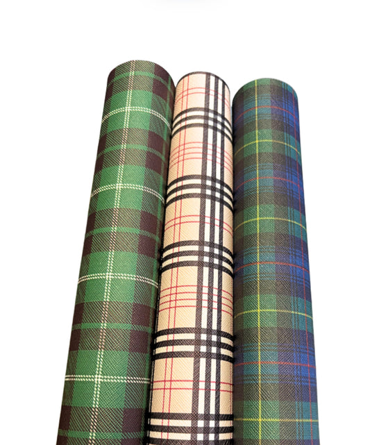 3 Piece Tartan leatherette set A4