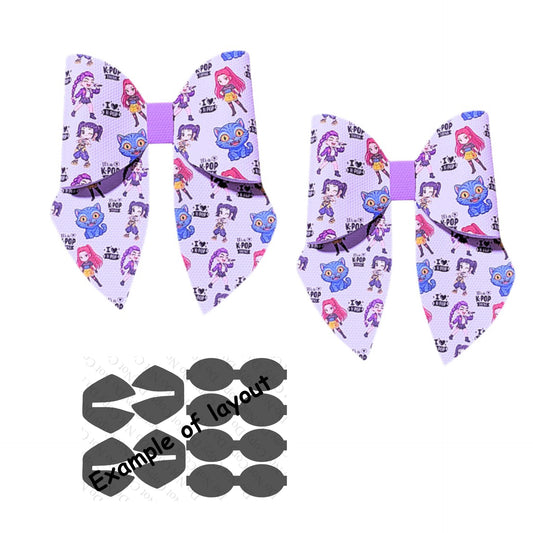 4 x In house printed Leatherette bow loops and Sailor Tails 3.5” Kpop