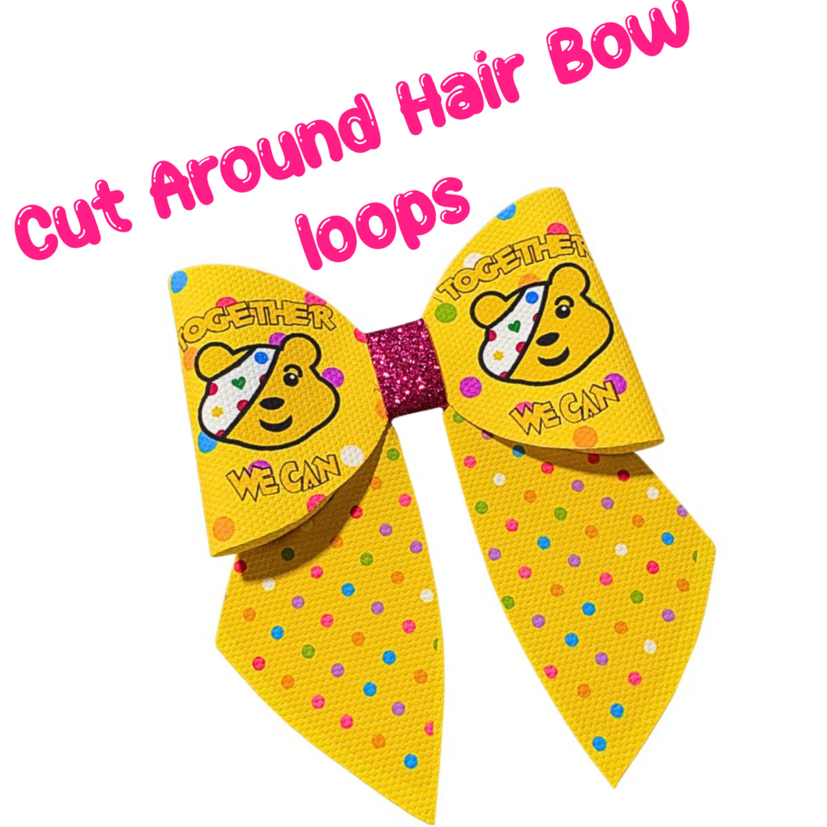4 Bear themed Cut around hairbow bow loops and sailor tails 3.5