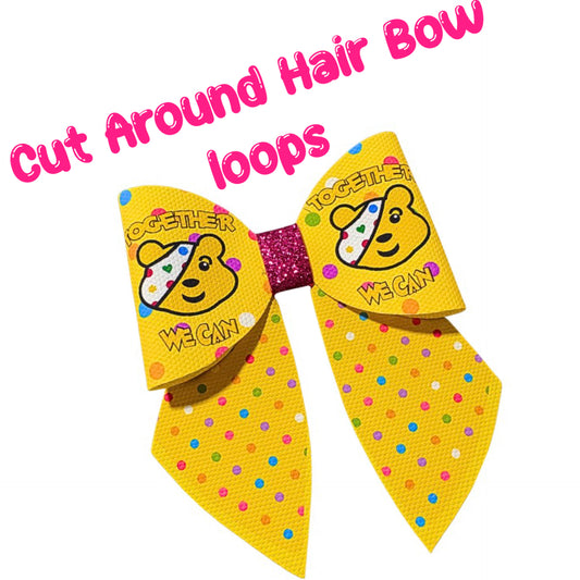 4 Bear themed Cut around hairbow bow loops and sailor tails 3.5