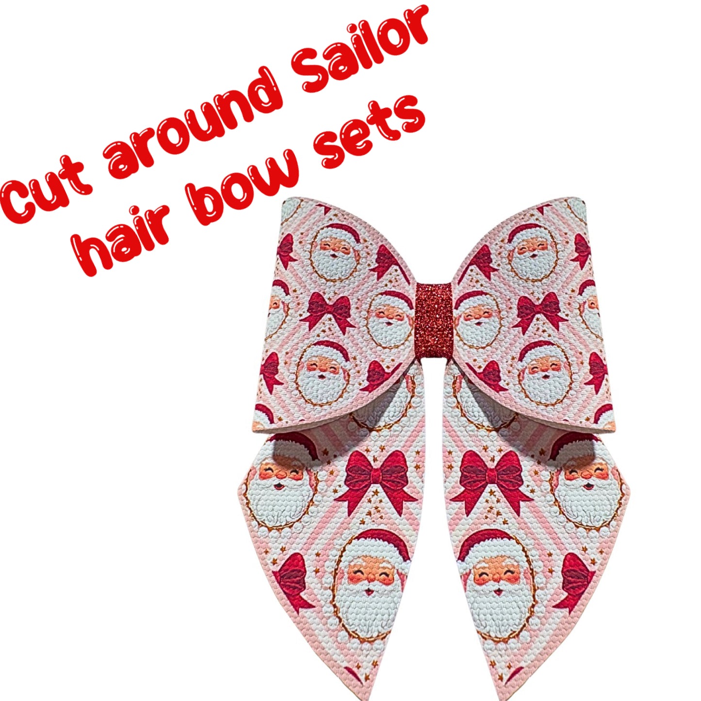 4 x Christmas Bow Santa around  Hair bow sets 3.5” Leatherette or Canvas