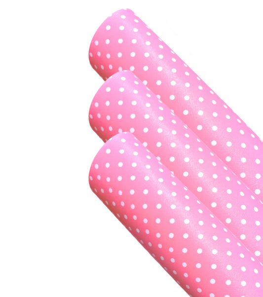 Light pink polka dot  premium leatherette fabric A4