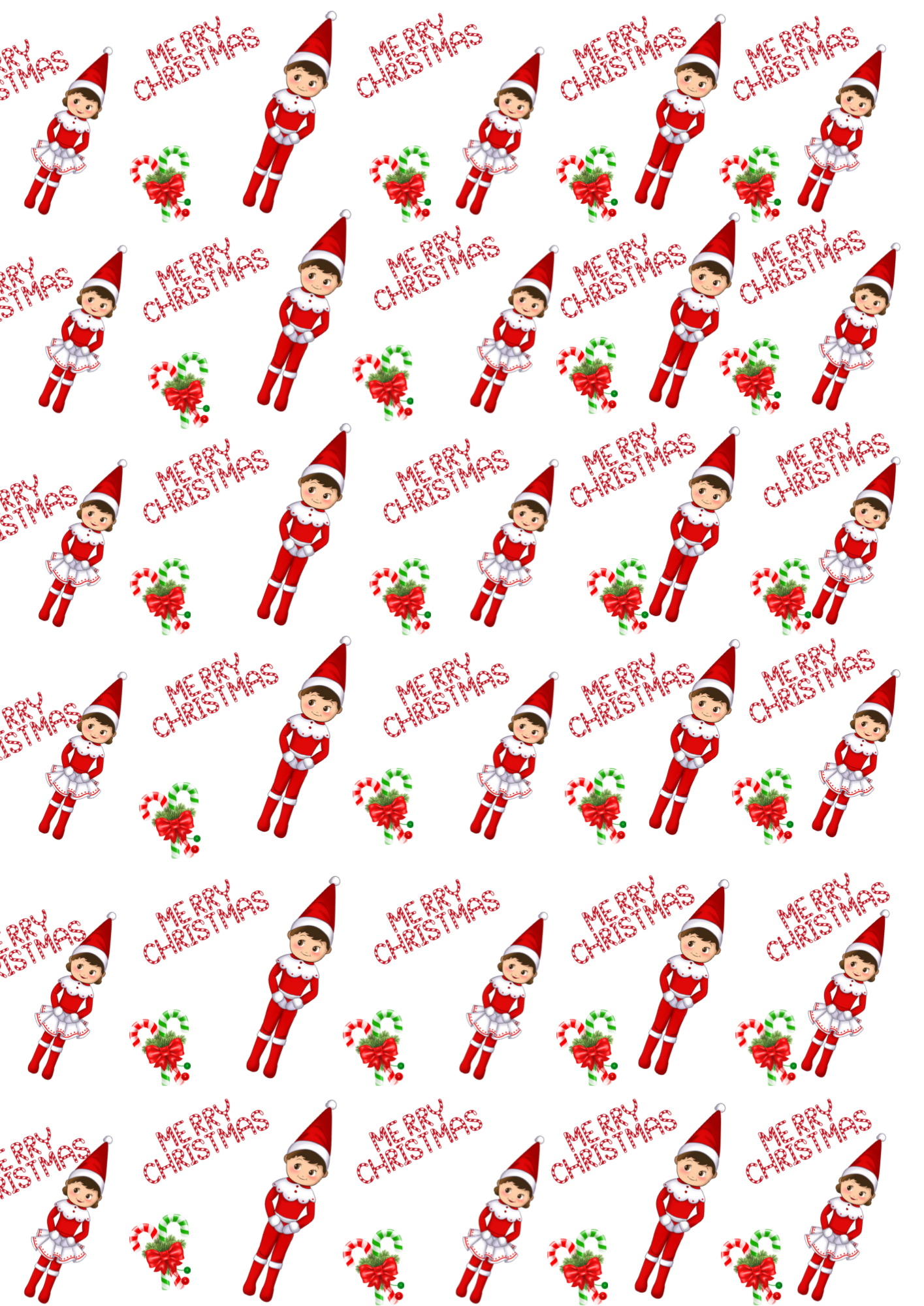 Naughty Elf printed 280gsm canvas fabric A4