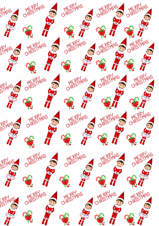 Naughty Elf printed 280gsm canvas fabric A4