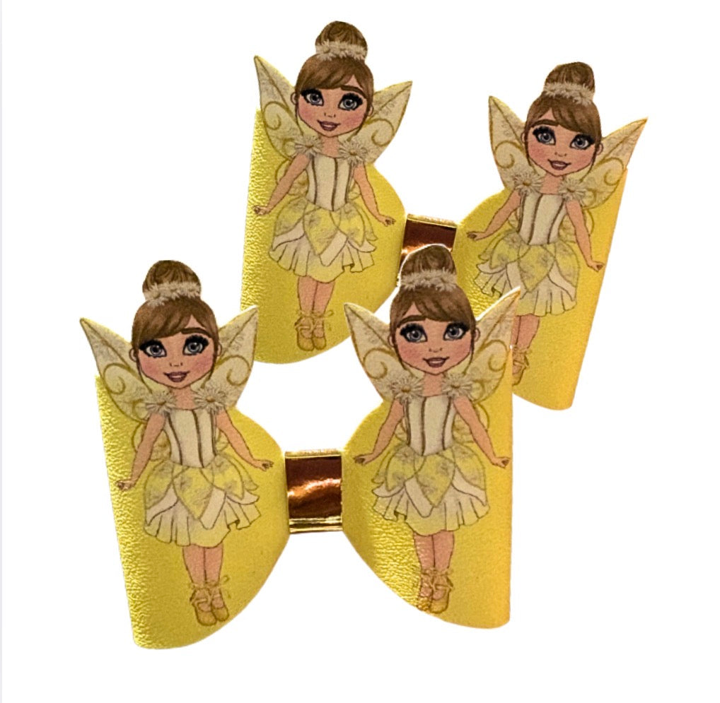 6 x Daisy 3d Fairy Leatherette bow loops 3. 3D Fairy(Hair colour Choices)