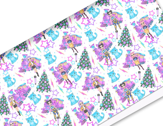 Christmas Pop Girls themed themed 280gsm canvas fabric A4 Demon white