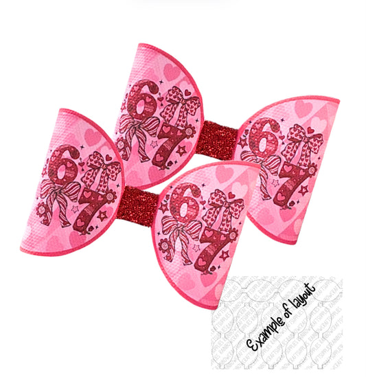 7 x printed in house Leatherette bow loops 3.5” “6 7”