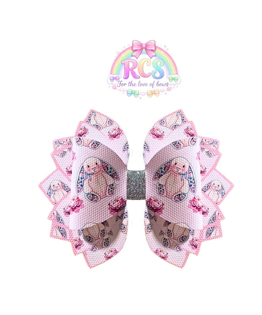 4 x printed in house Leatherette bow loops and Fan Tails 3.5” Jelly Bear