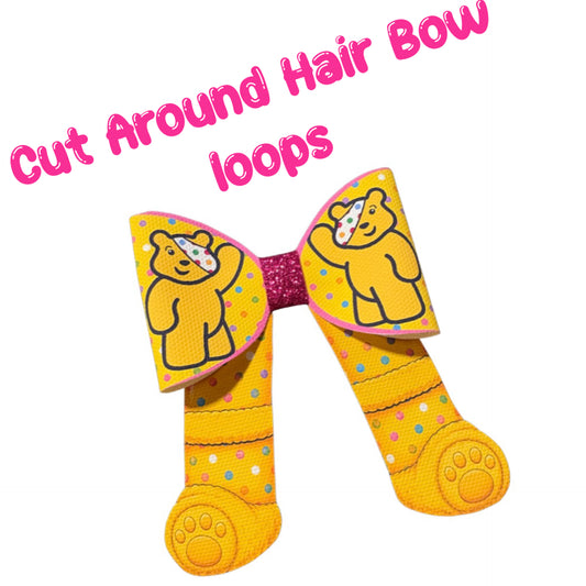 4 Bear themed Cut around hairbow bow loops and Bear tails 3.5