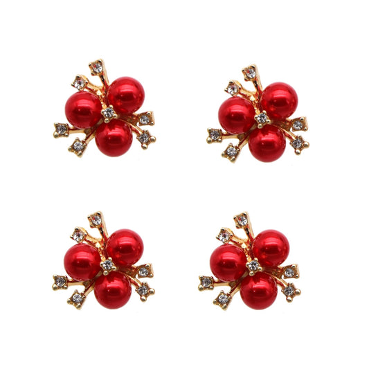 Red coloured pearl  & rhinestone embellishment
