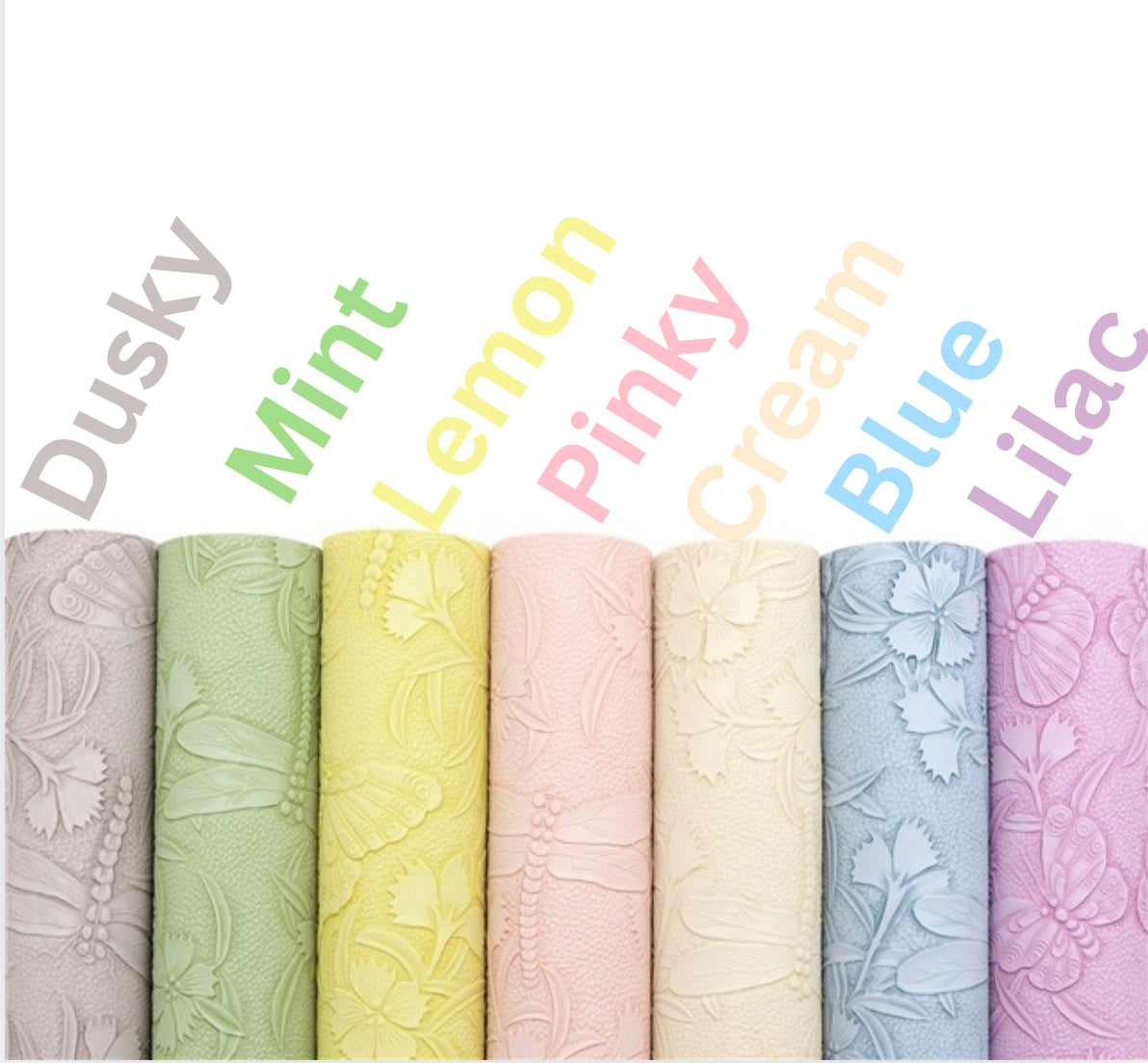 Pastel Embossed leatherette fabric A4 (7 colours available)