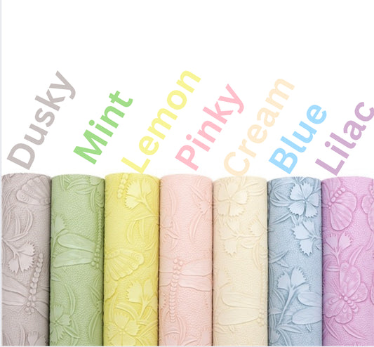 Pastel Embossed leatherette fabric A4 (7 colours available)