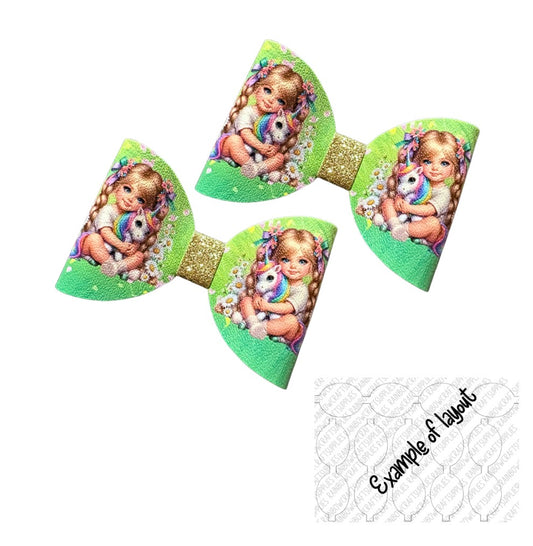 7 x Unicorn hugs themed canvas Hair bow loops 3.5”