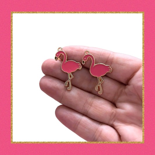 Hot pink flamingo charm