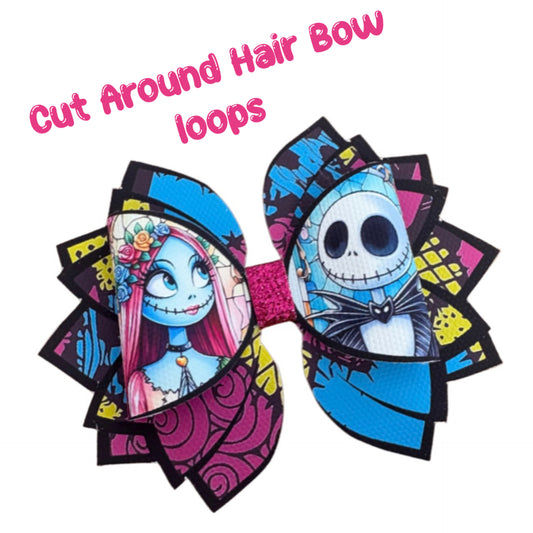 4 x Skeleton cut around Stacked Hair Bows 3.5”