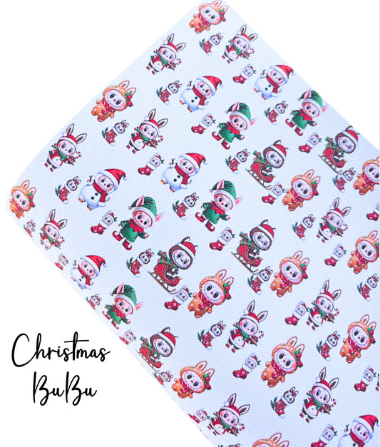Christmas Monster bear in house printed  leatherette fabric A4