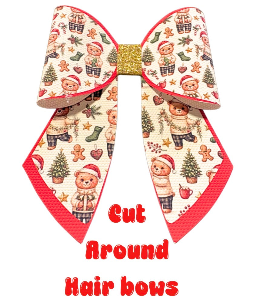 4 x Cut around Sailor Christmas Bear bow set 3.5”