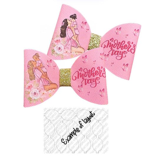7 x Mother’s Day printed leatherette hair bow loops 3.5”