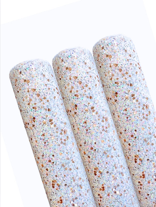 Champagne Snow Chunky glitter fabric A4