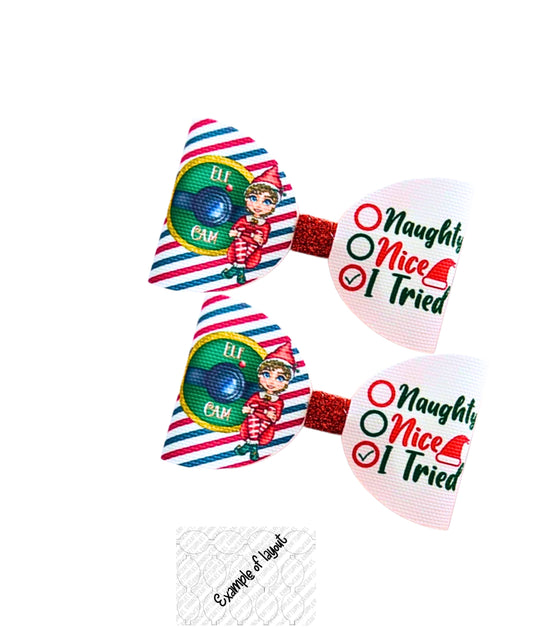 7 x Santa Cam leatherette hair bow loops 3.5”