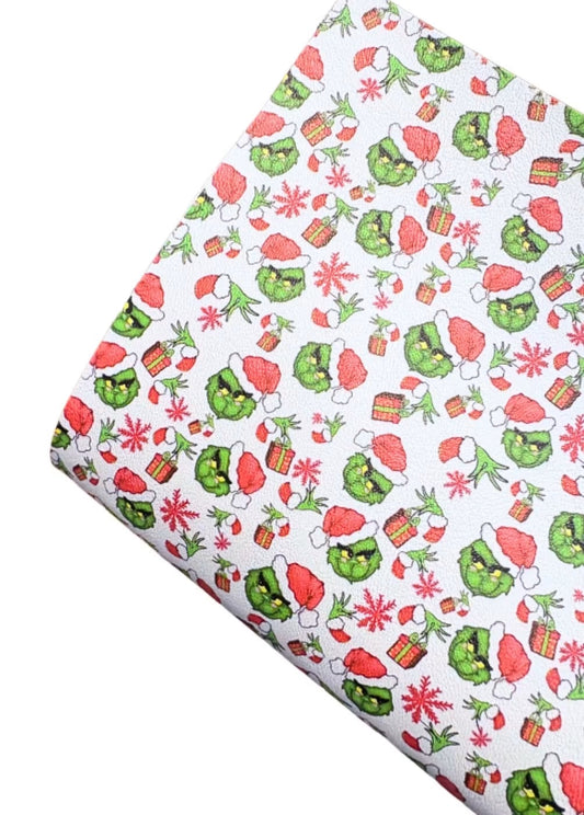 Grumpy Grinchy  leatherette or Canvas Fabric A4