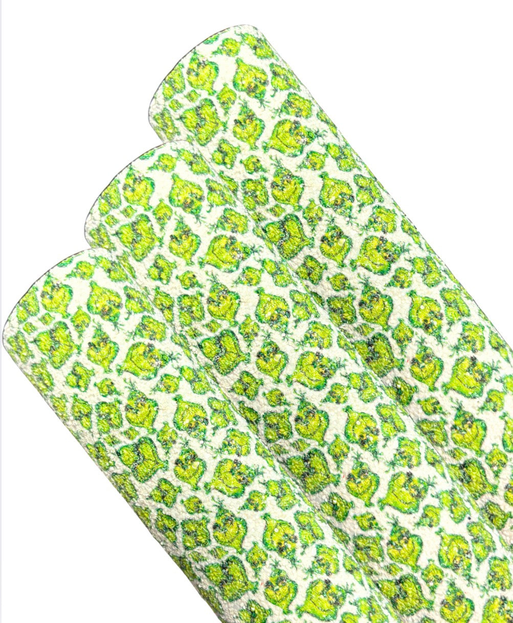 Grouchy Grinchy  Chunky glitter fabric A4