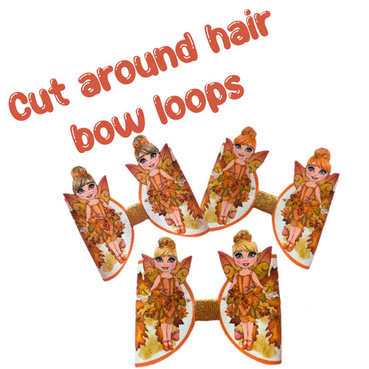6 x Autumn Fairies cut around  bow loops 3.5” (Hair colour Choices)