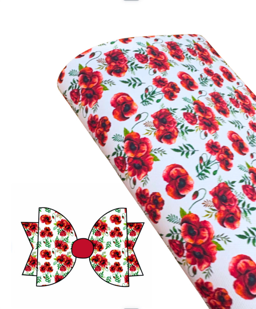 Remembrance day Poppy themed printed canvas bow loops A4