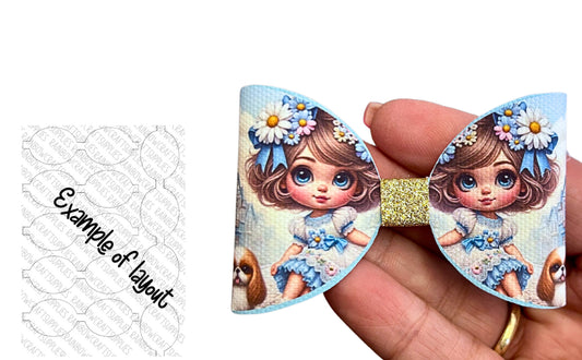 Summer Daisy  girl themed pre printed canvas bow loops x 7 (3.5”)